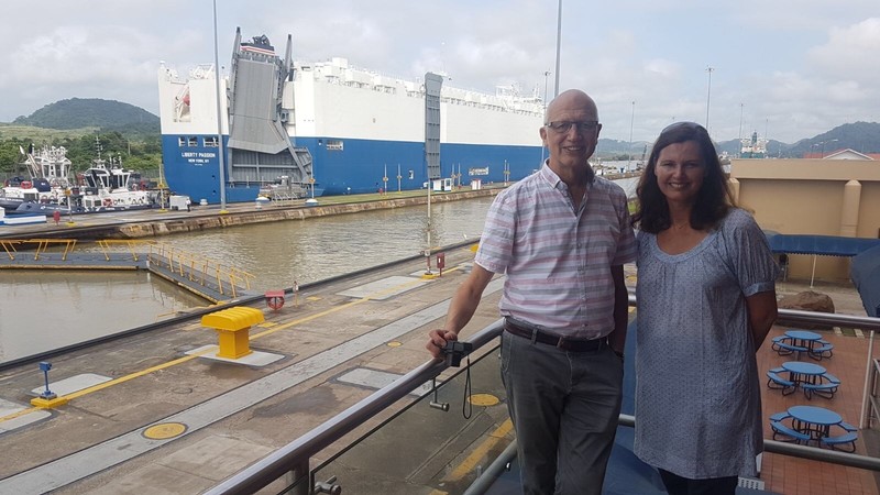 Sten, ISoP President, with Sophie Spence, ISoP Executive Secretary, in Panama - Panama Canal (2017)